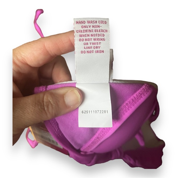 Candie’s Lotus Pink Bikini Top Tie Back Halter Straps and Mock Tie Front Accent - Picture 8 of 8